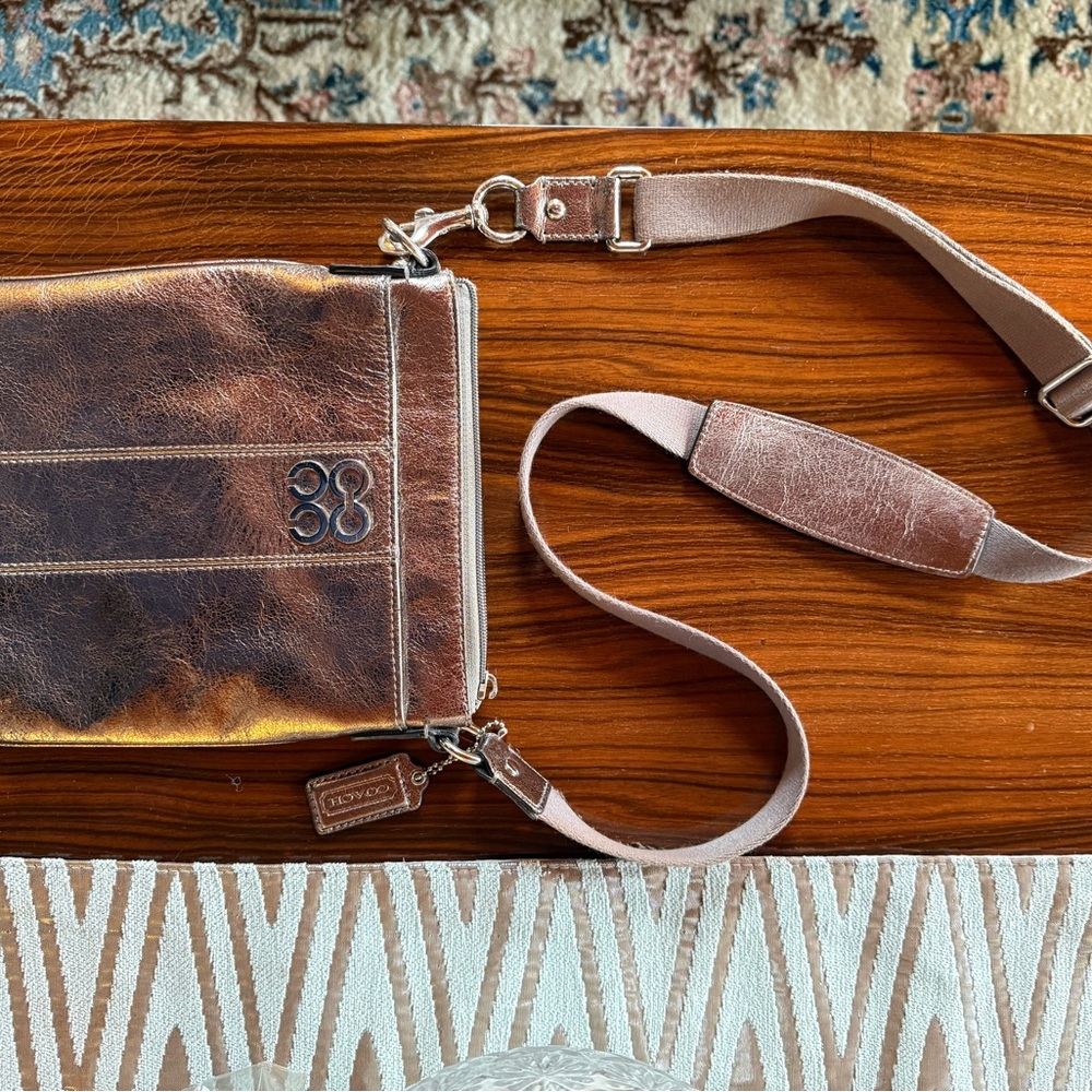 Coach Distressed Brown Leather Crossbody Bag